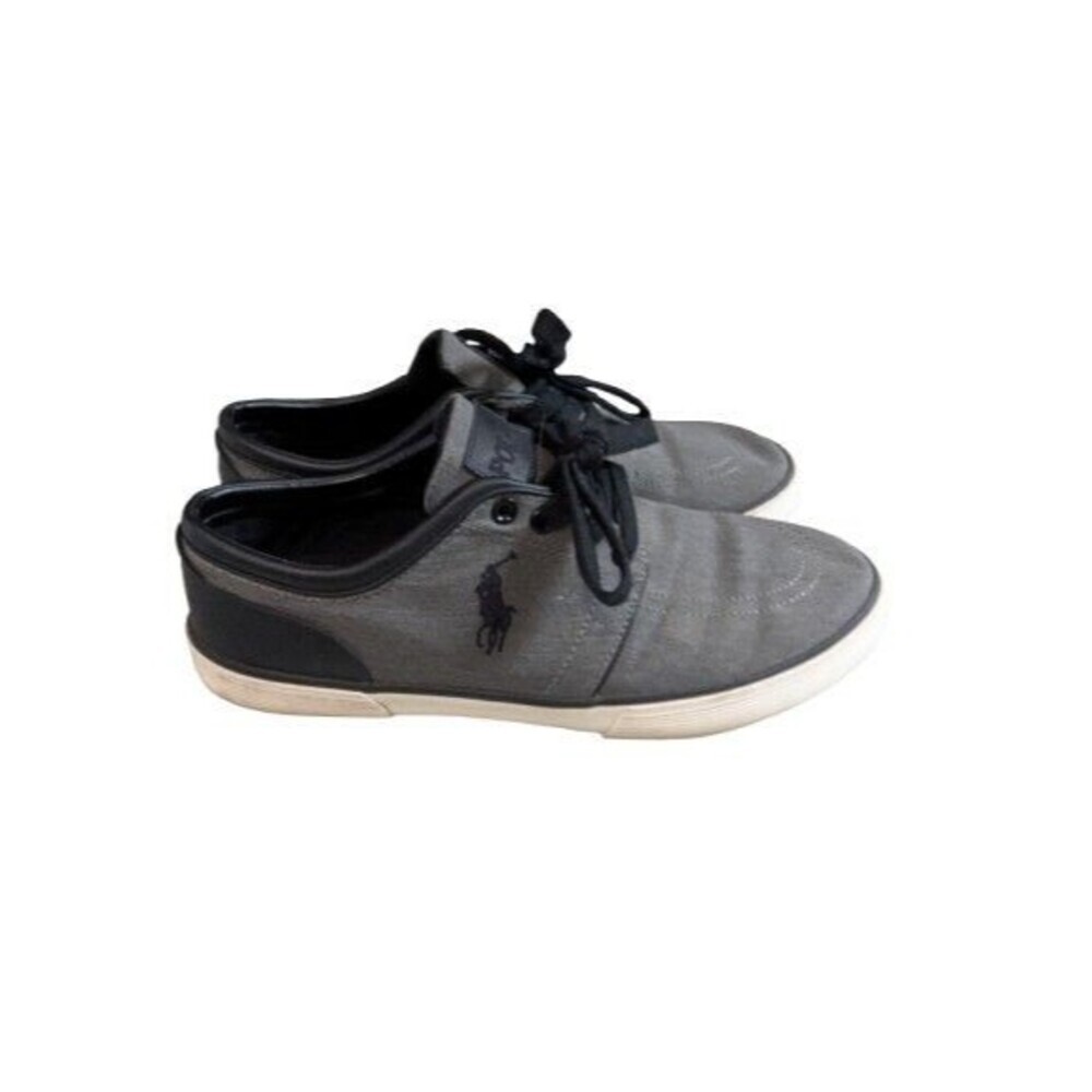 Polo Ralph Lauren Faxon Low Men's Gray Canvas Lace-Up Sneakers Size 10.5 D - Picture 2 of 12